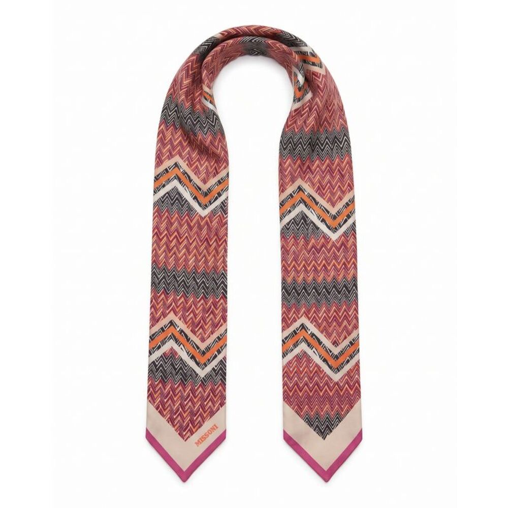 Missoni Pink Silk Classic Ribbon Scarf